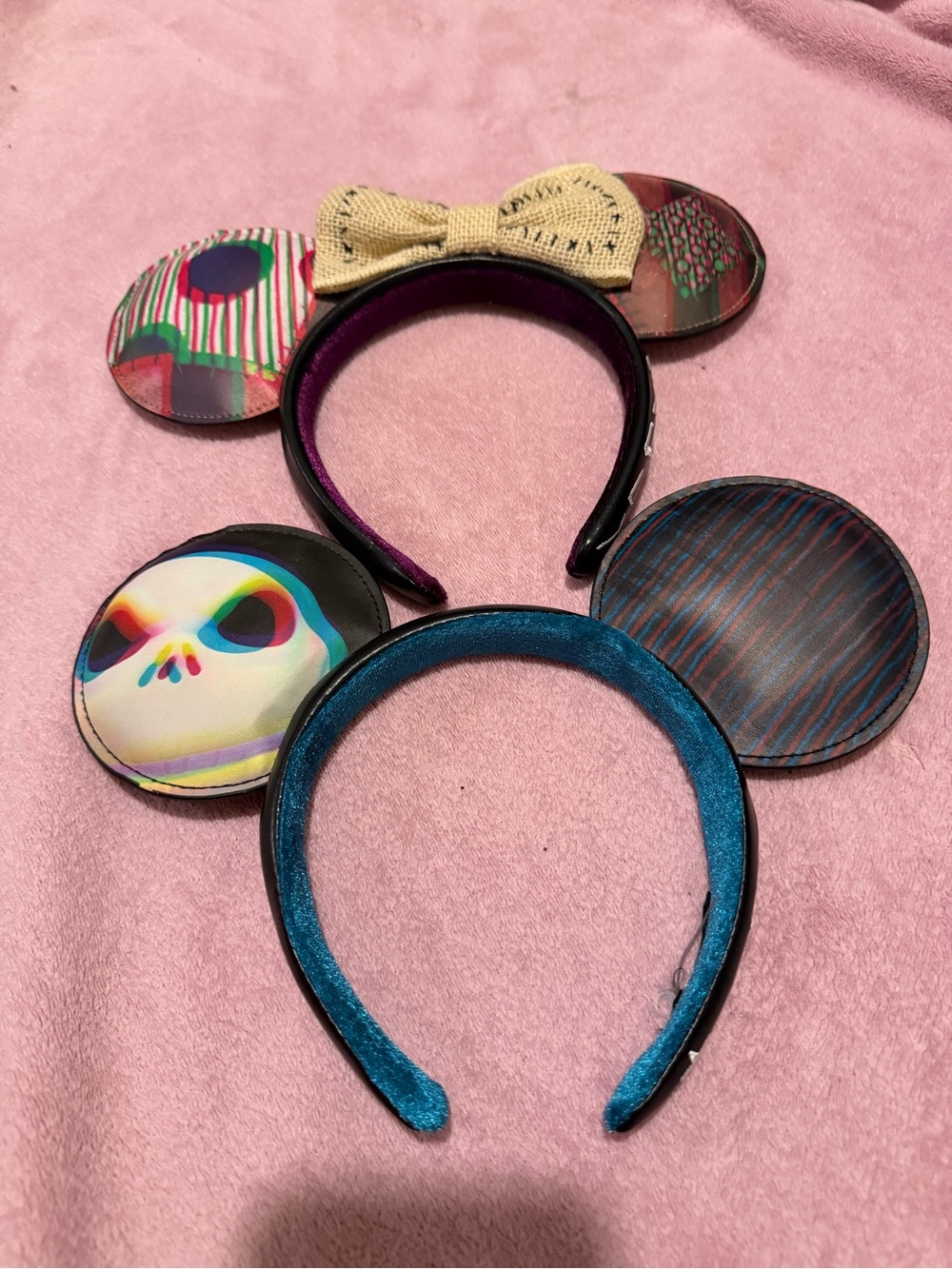 Disney Kids Double Ear Headband Set with Multicolor Skull and Patterned Ears